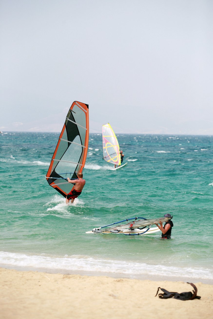 wind surfing in Naxos, Greece